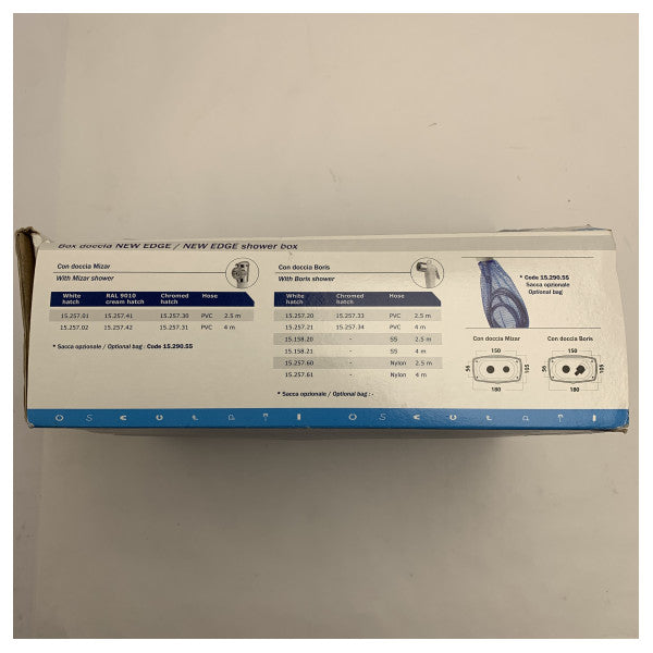 صندوق استحمام من الفولاذ المقاوم للصدأ من Osculati Marine مع خلاط - خرطوم نايلون متين بطول 2.5 متر للقوارب واليخوت