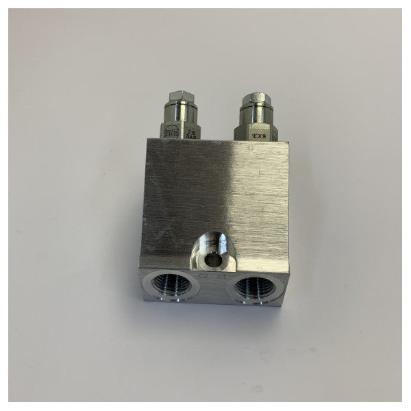 Lewmar B17046 Dual Counterbalance-ventil 10:1 inline hydraulisk manifold 210 bar