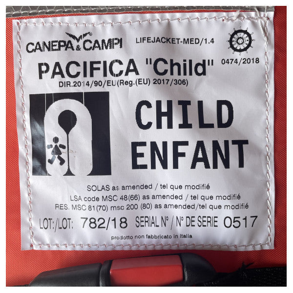 Børne redningsvest Pacifica – SOLAS certificeret børnevest 15-43 kg orange sikkerhed