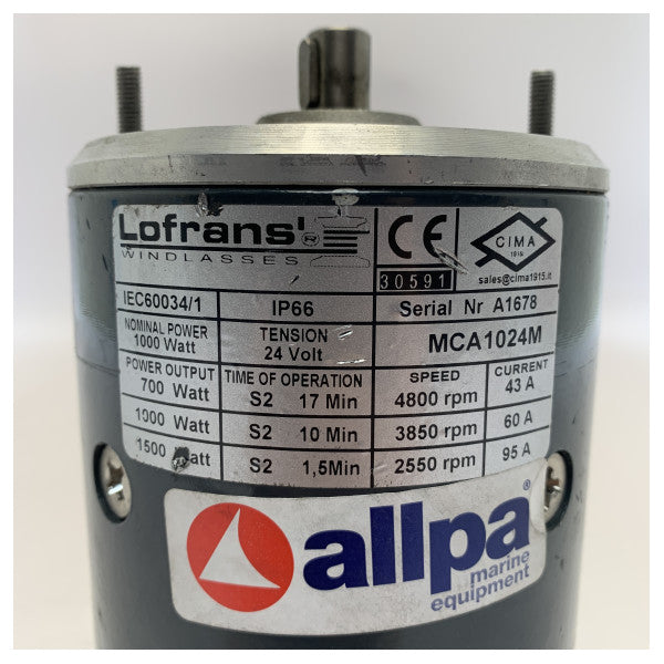 begagnad Lofrans MCA1024M 1000W | 24V ankarspel elektromotor - EC60034-1