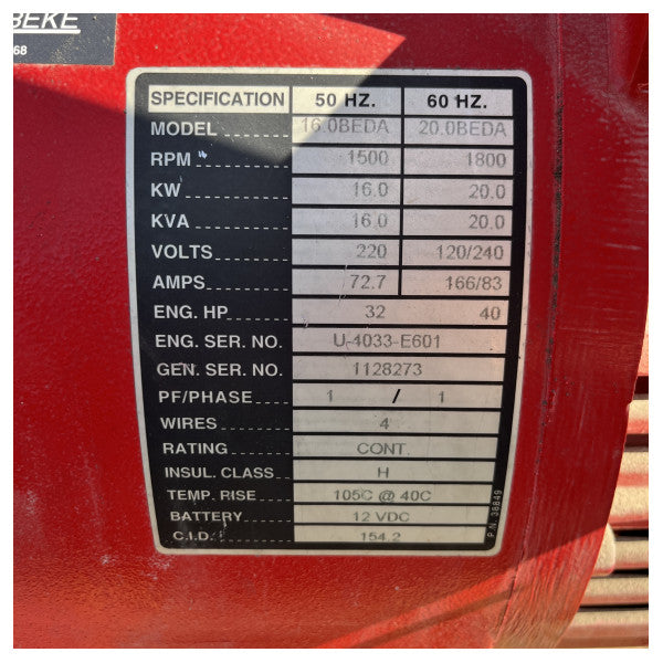 Невикористаний судновий дизель-генератор Westerbeke 16 кВт | 20 кВт