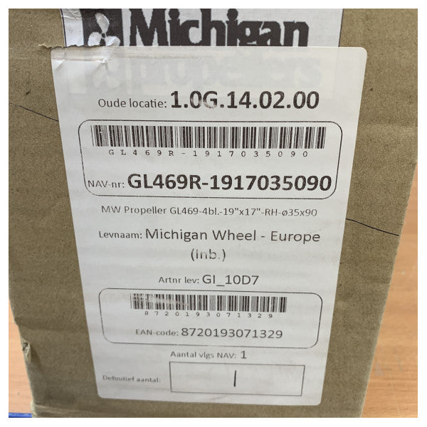 Michigan Propellers 4-Blatt Messingpropeller GL469 19x1 RH 35mm - 850012