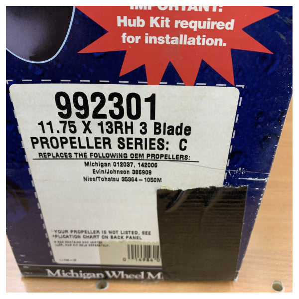 Michigan Vortex 3-bladet aluminiumspropeller 11 3/4 x 13 RH - 992301