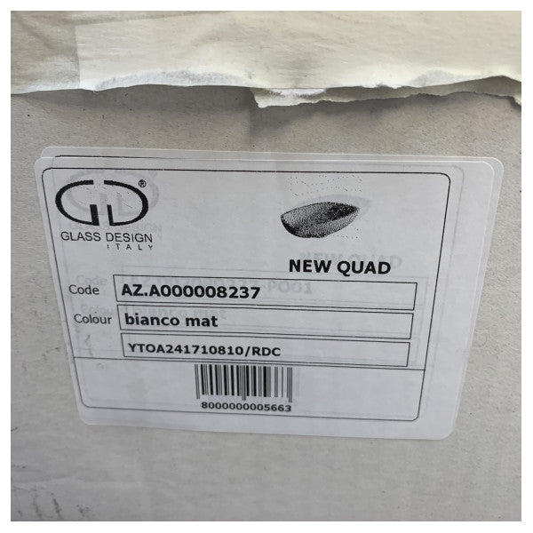 Стъклена дизайнерска квадратна мивка за монтаж върху плот New Quad Bianco Matt
