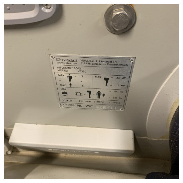 Yellow V VB230 2.3M inflatable dinghy | rubber boat for 4 people