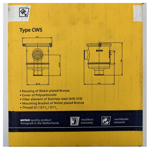 Vetus CWS13/4 Marine Sea Water Cooling Filter 1 3/4 inch