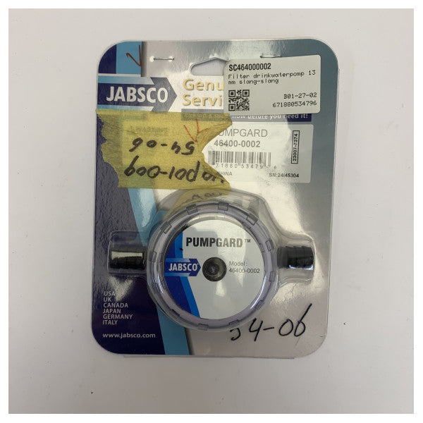 Jabsco 46400-0002 PumpGuard Вбудований фільтр Marine Water Filter 19mm (3/4\")