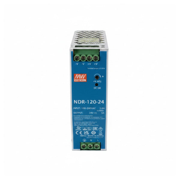 MEAN WELL NDR-120-24 zasilacz na szynę DIN 24V 5A 120W – zasilacz klasy marine
