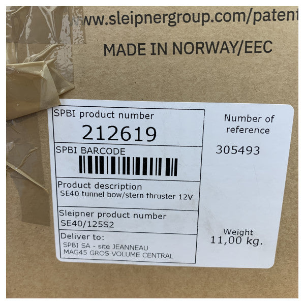 Sleipner Side-Power SE40 морски носов двигател за тласкач - 12V тунелен тласкач
