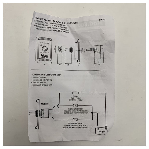 Brzi model 800 Up-Down upravljačka ploča vitla crna 12/24V
