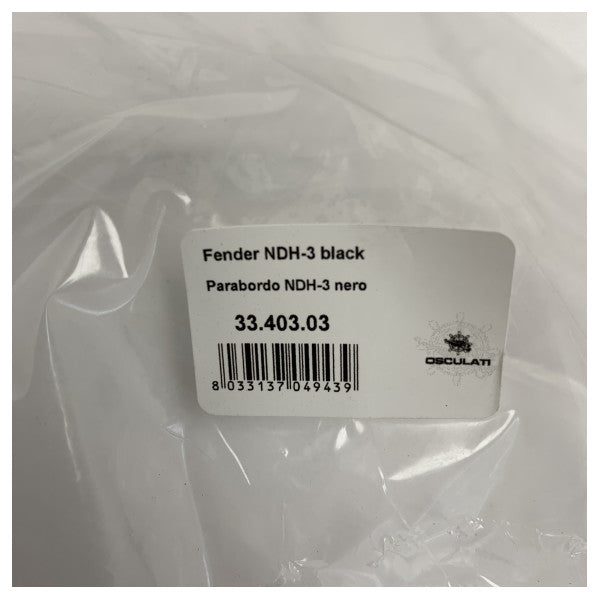 Osculati NDH-3 Black Rubber Boat Fender Durable Marine Bumper for Small to Medium Boats