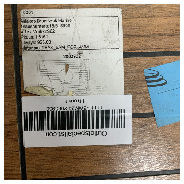 طقم أرضية قارب من خشب الساج المصفح Uttern S62 من جهة اليمين الخلفية بسمك 4 مم - 2083962