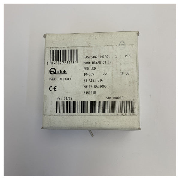 Quick Bryan Square Surface Mount Marine LED Courtesy Light - Punainen LED-valo, valkoinen kehys
