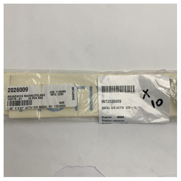 Logo latéral de décalque Quicksilver Activ 470 9,91 x 1,9 pouce - 145779-01