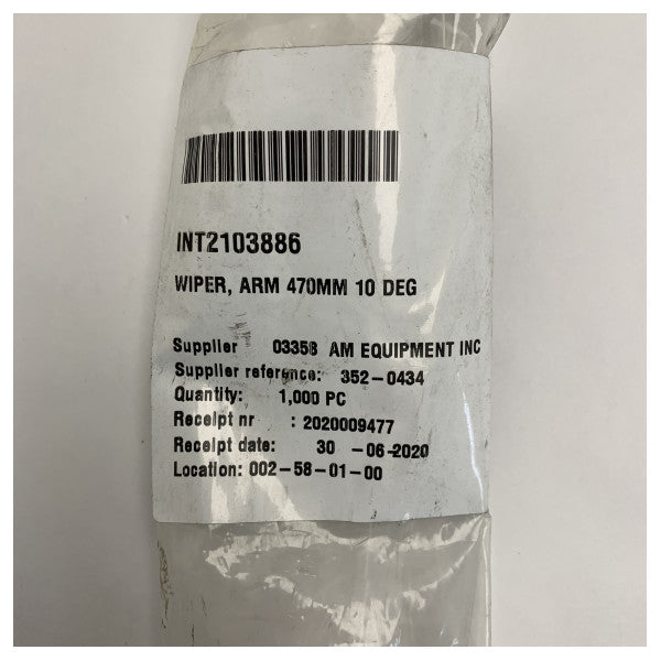 Brazo del limpiaparabrisas marino de 470 mm con un ángulo de barrido de 10� - Duradero y robusto para uso marítimo