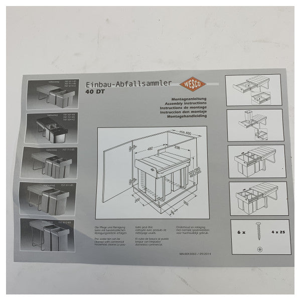 Wesco Traditionline Big Double 52 l Cestino da incasso per rifiuti 757-811-85