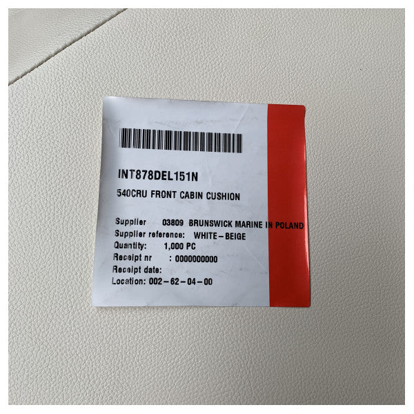 Quicksilver 540 Cruiser Μάλλινο Κάθισμα Εμπρός Καμπίνας Λευκό - Μπεζ - 878DEL151N