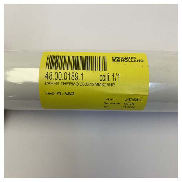 Papel térmico para fax meteorológico para JAX-9A - rollo de 260 mm x 25 m