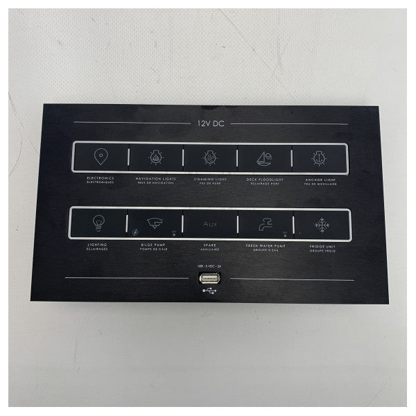 Scheiber 12V DC 10ファンクション電気スイッチパネル ブラック - 41.96011.01