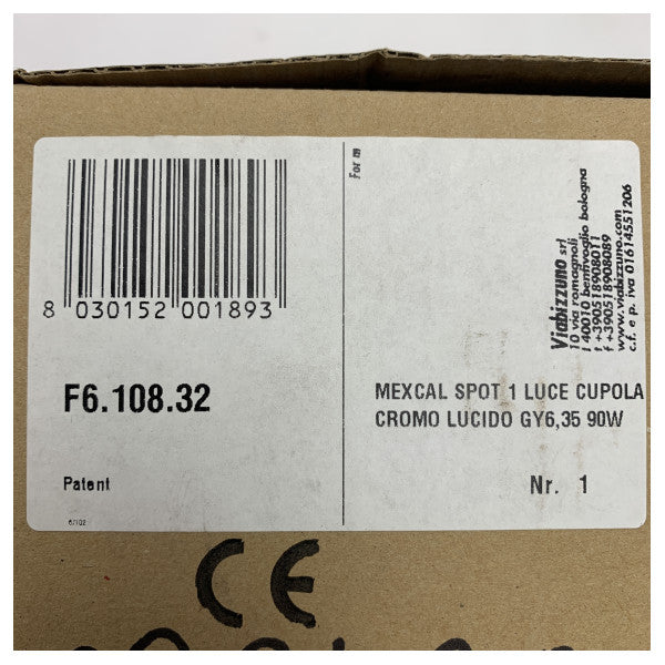 Viabizzuno Mexcal Spot Wall Light 1 CP Chrome - Durable Marine Wall Lamp with GY6.35 Fitting for Boats and Nautical Interiors