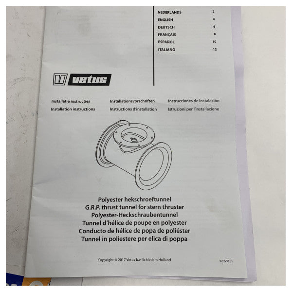 Vetus Polyester Bugstrahltunnel 185mm für Marine Heckpropellersysteme - STERN185P