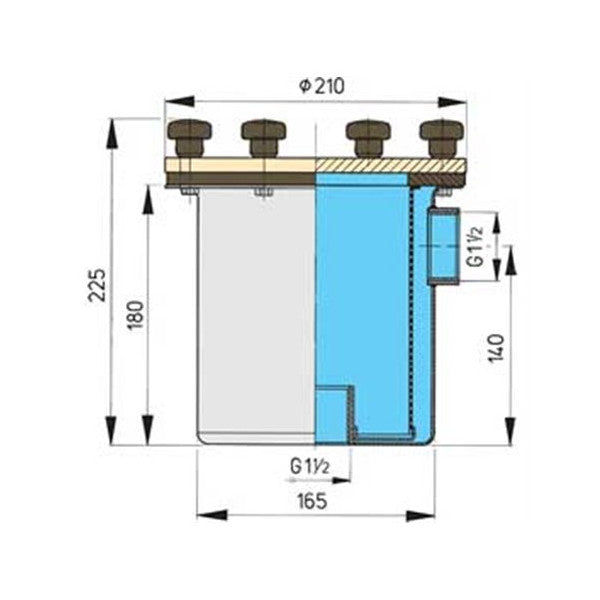Filtro de agua de mar de acero inoxidable Vetus FTR525 - 1 1/2 pulgadas