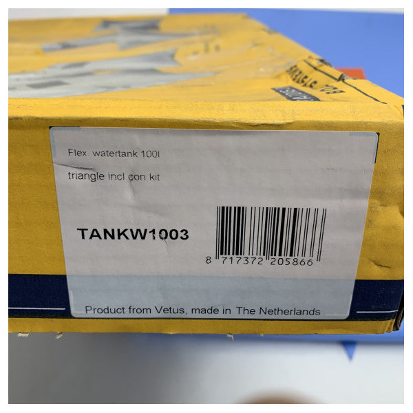 Elastyczny trójkątny zbiornik wodny Vetus 100L, który można napełniać i opróżniać - TANKW1003