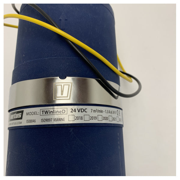 Vetus 24V Inline brodski motorni ventilator za strojarnicu 102 mm - 4 inča - TWINLINED
