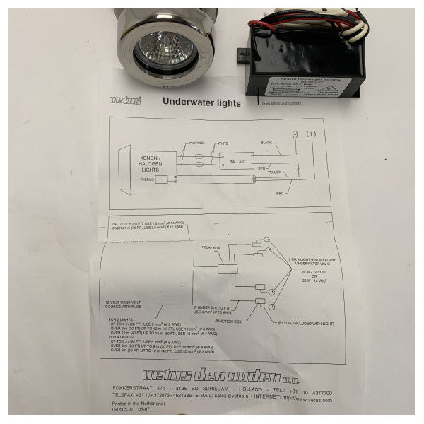 Vetus Su Altı Xenon Spot Işık 21W 12V - Paslanmaz Çelik Deniz Botu Işığı - USP1220X