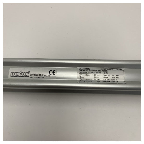 System hydrauliczny elektryczny Vetus do podnoszenia łodzi 350 KGF 12V - Zestaw do podnoszenia luków morskich o skoku 500 mm