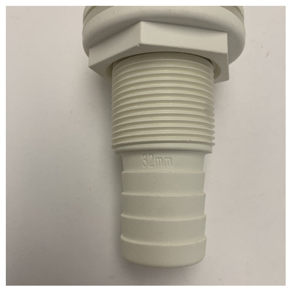 تروديزاين 32 مم مرفق جلد Tru-Hull بحري أبيض - مرفق بلاستيكي متين عبر الهيكل للقوارب واليخوت - 1289E