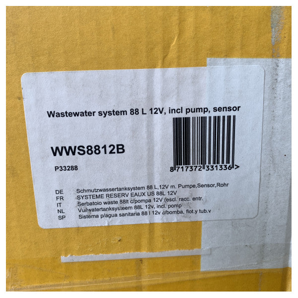 Vetus WWS8812B 88L schwarzes Abwasserbehältersystem mit 12V Pumpe