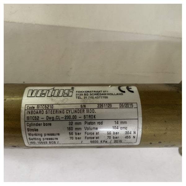 Хидравличен кормилен цилиндър Vetus MTC5210 160 мм - 104 cc - 510 nm