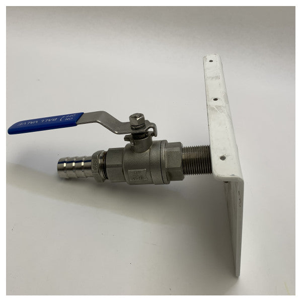 Válvula de bola marina de acero inoxidable de 1 pulgada con placa de montaje Tru-Hull blanca