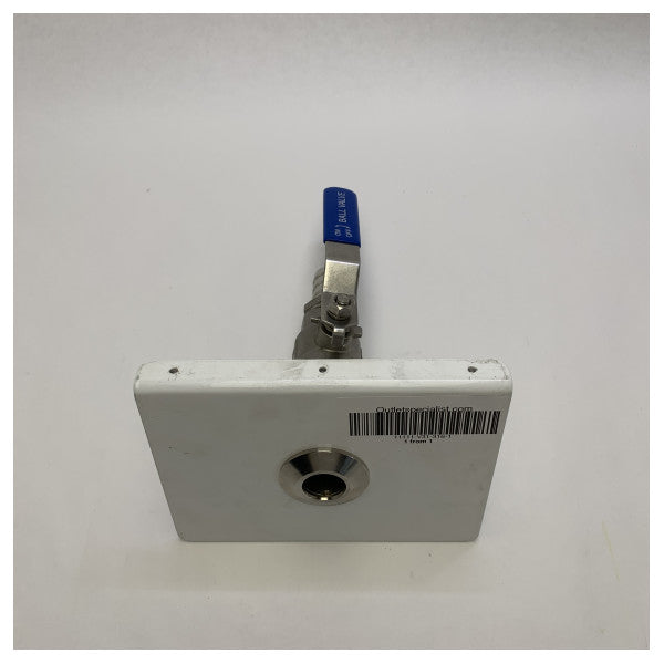 Válvula de bola marina de acero inoxidable de 1 pulgada con placa de montaje Tru-Hull blanca