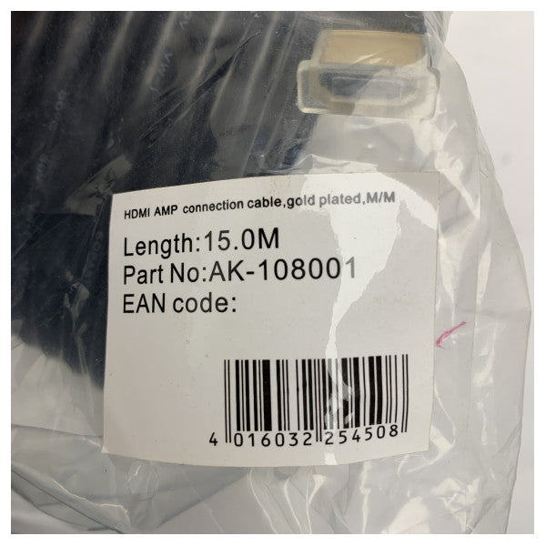 Cable HDMI de alta calidad de 15 m para equipos de audio y vídeo marinos con conectores chapados en oro