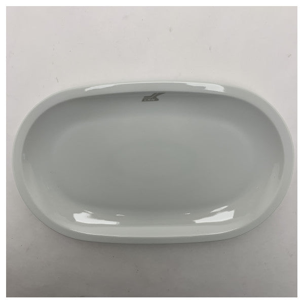 Овальна керамічна таця 35 см з хромованим покриттям і логотипом CRN - міцна морська сервірувальна таця для катерів і яхт