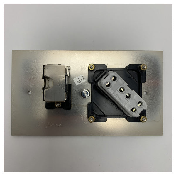 Meljac Marine Grade Stainless Steel RJ45 & Bipolar Switch Panel 142x80mm for Maritime Electrical Installations