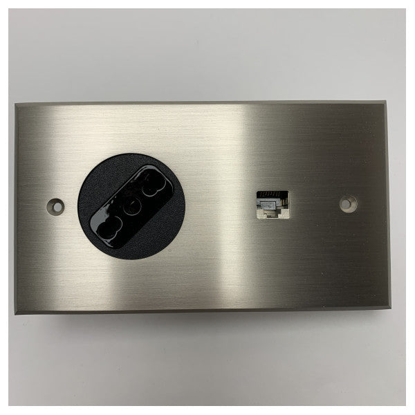 Meljac Marine Grade Stainless Steel RJ45 & Bipolar Switch Panel 142x80mm for Maritime Electrical Installations