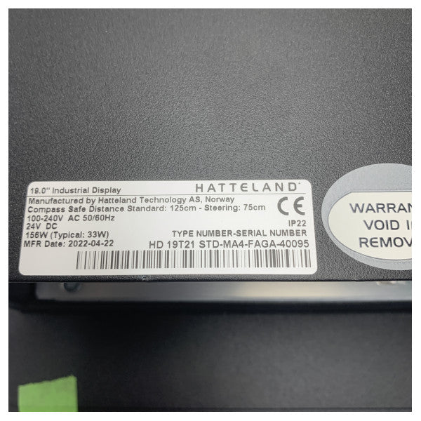 Hatteland HD 19T21 STD-MA4-FAGA-40095 19インチLEDマルチファンクショナルマリンディスプレイ