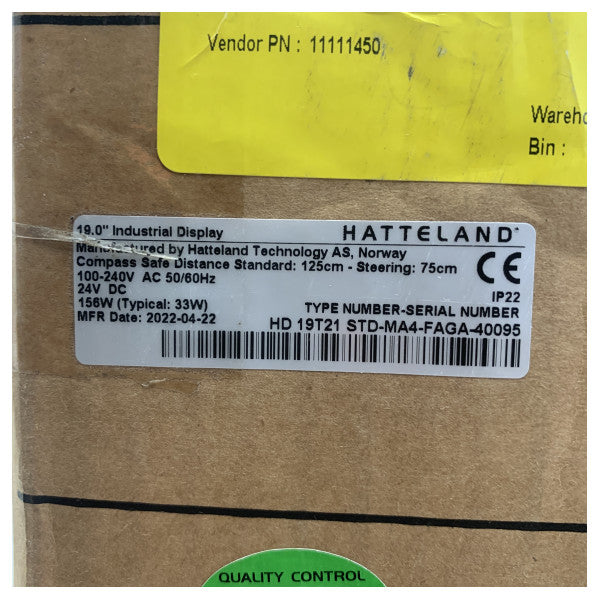Hatteland HD 19T21 STD-MA4-FAGA-40095 19インチLEDマルチファンクショナルマリンディスプレイ