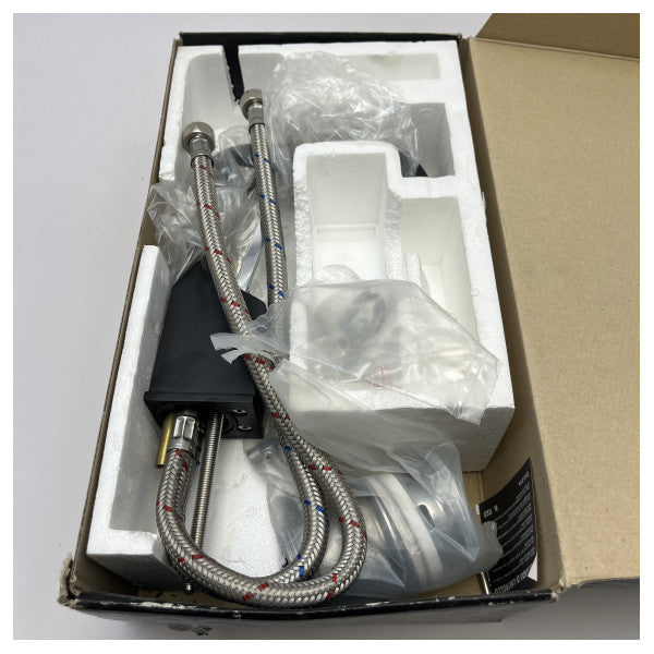 Gessi Rettangolo XL Черна смесителна батерия за умивалник Резервни части 26107.299 с гъвкави маркучи от неръждаема стомана