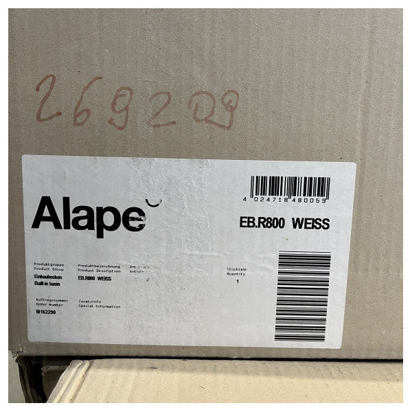 Alape EB.R800 build in Washbasin 800 x 121 x 450 mm - Durable Ceramic Sink for Ships & Maritime Use - 2203200000