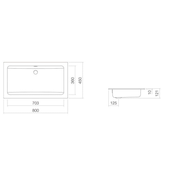 Alape EB.R800 build in Washbasin 800 x 121 x 450 mm - Durable Ceramic Sink for Ships & Maritime Use - 2203200000
