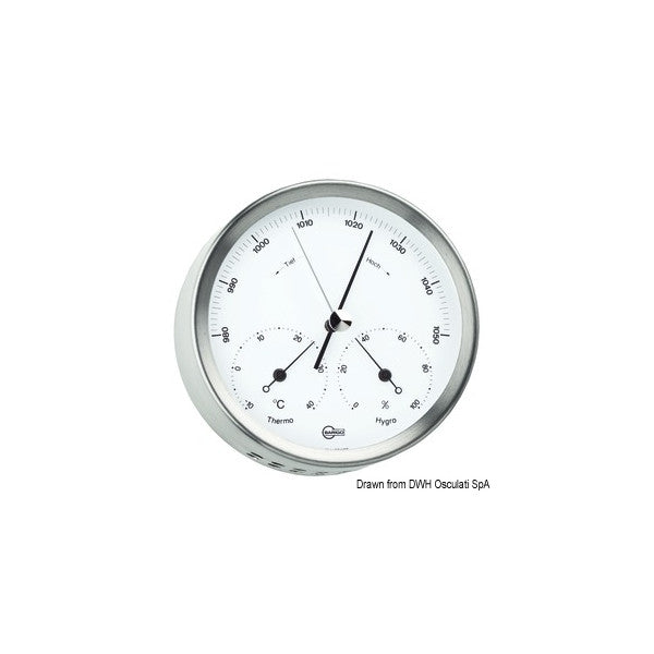 Marin værstasjon Barigo stål med barometer, termometer og hygrometer – Holdbart rustfritt stål instrument for båter