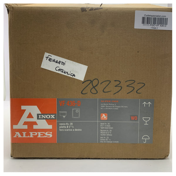 Alpes 282332 вбудована мийка для кухні VF 436-D з нержавіючої сталі