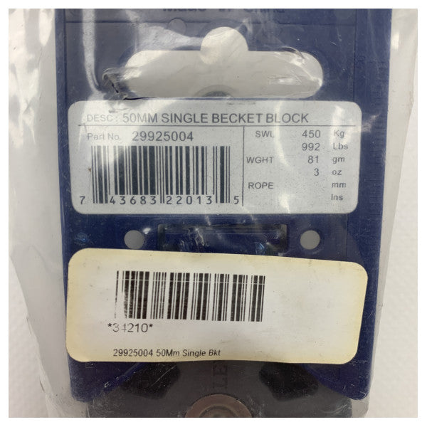 Lewmar 29925004 bloco sincronizador de 50 mm com castelo de 10 mm