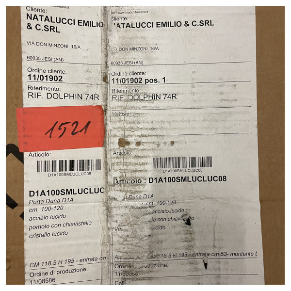 Bianchi & Fontana Polished Stainless Steel and Clear Glass Marine Door with Lock - Durable and Elegant Ship Door