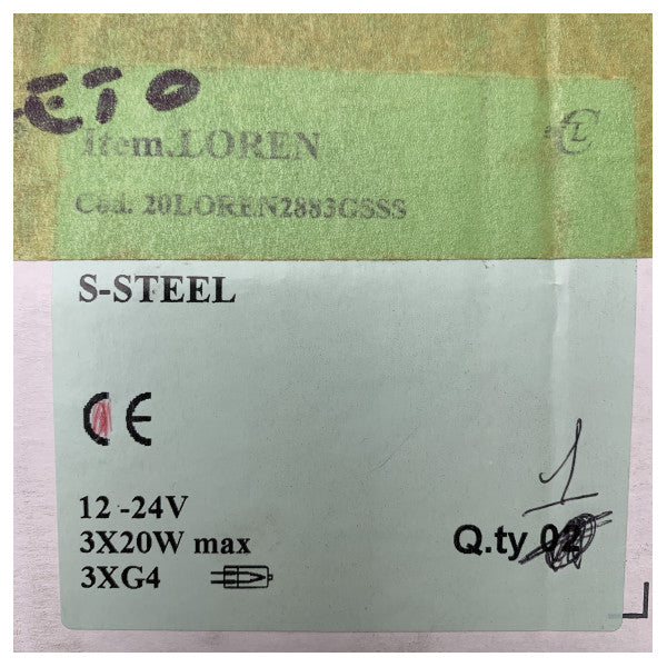 Cantalupi 20LOREN2883GSSS 3-spotlight-armatur i rustfrit stål