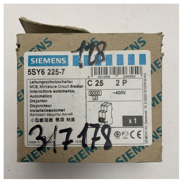 Siemens 5SY6225-7 automatyczny przełącznik elektryczny 2P 25A 2TE